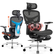 Ergonomic Office Chair with Footrest & 3D Massage Lumbar Support, Adjustable Seat Depth & Back Height,Big and Tall,400lbs, 4D Headrest, 4D Armrests, Reclining Office Chair for Home Office (Black)