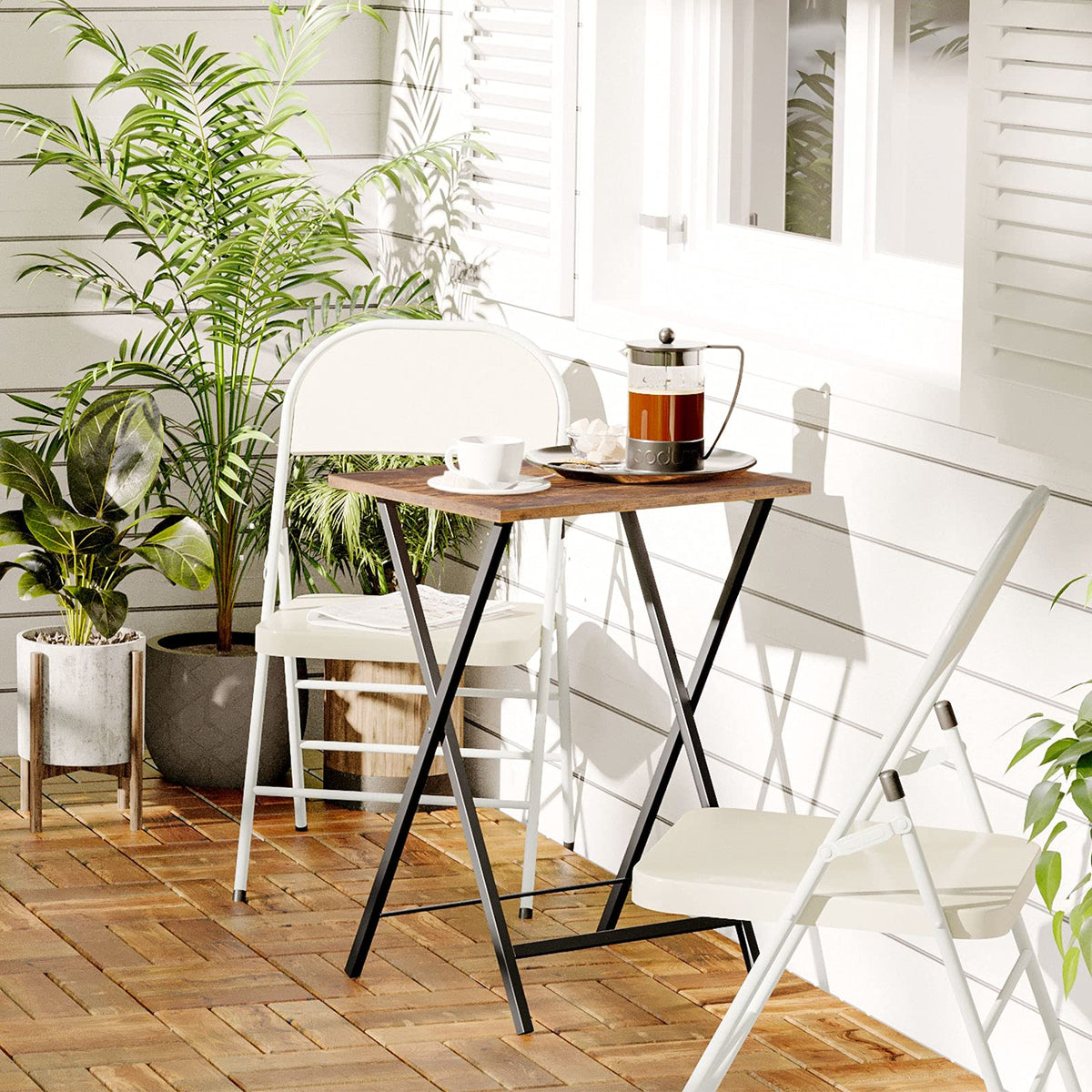 Folding TV Tray Set with Storage Rack