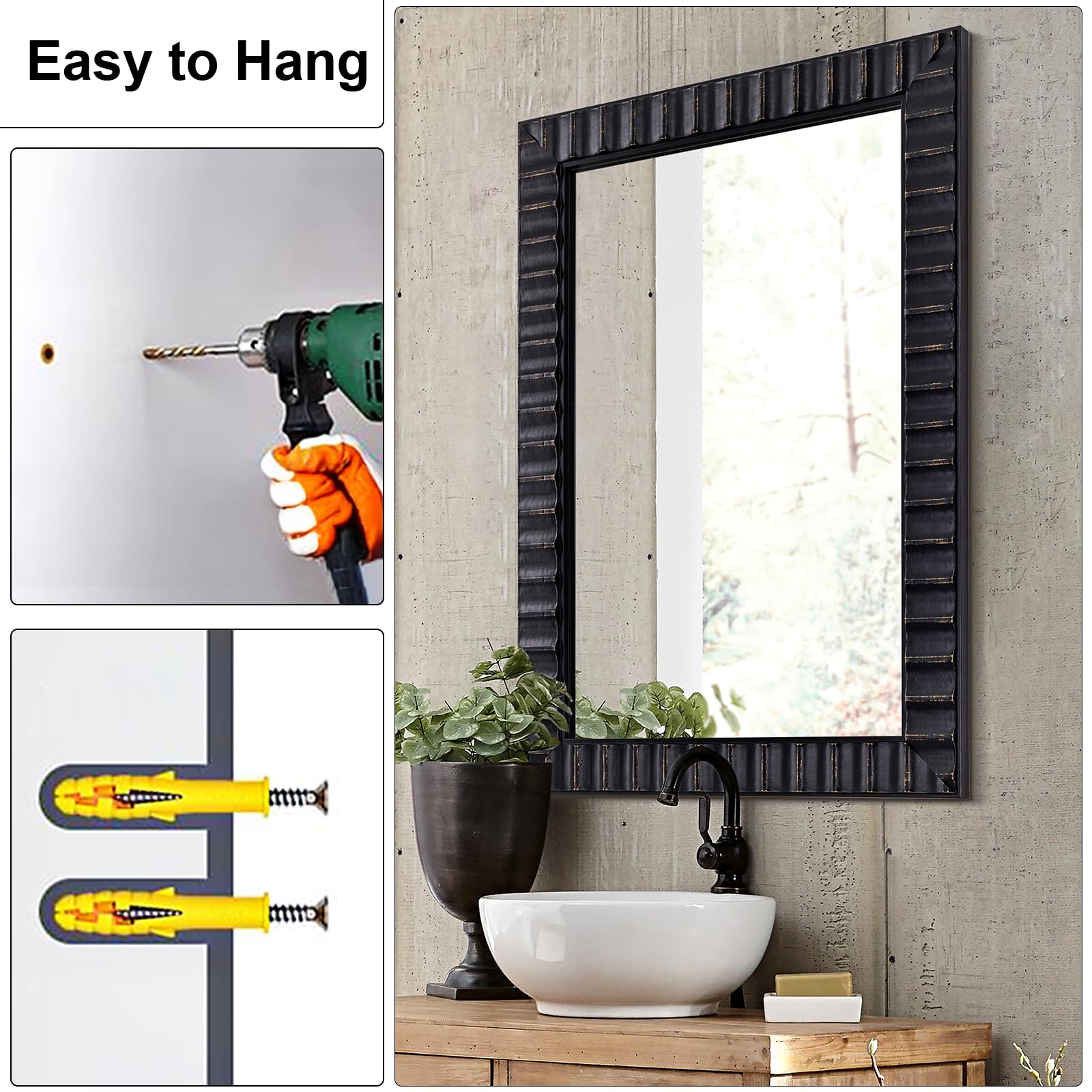 Rectangular Wood Frame Wall Mirror