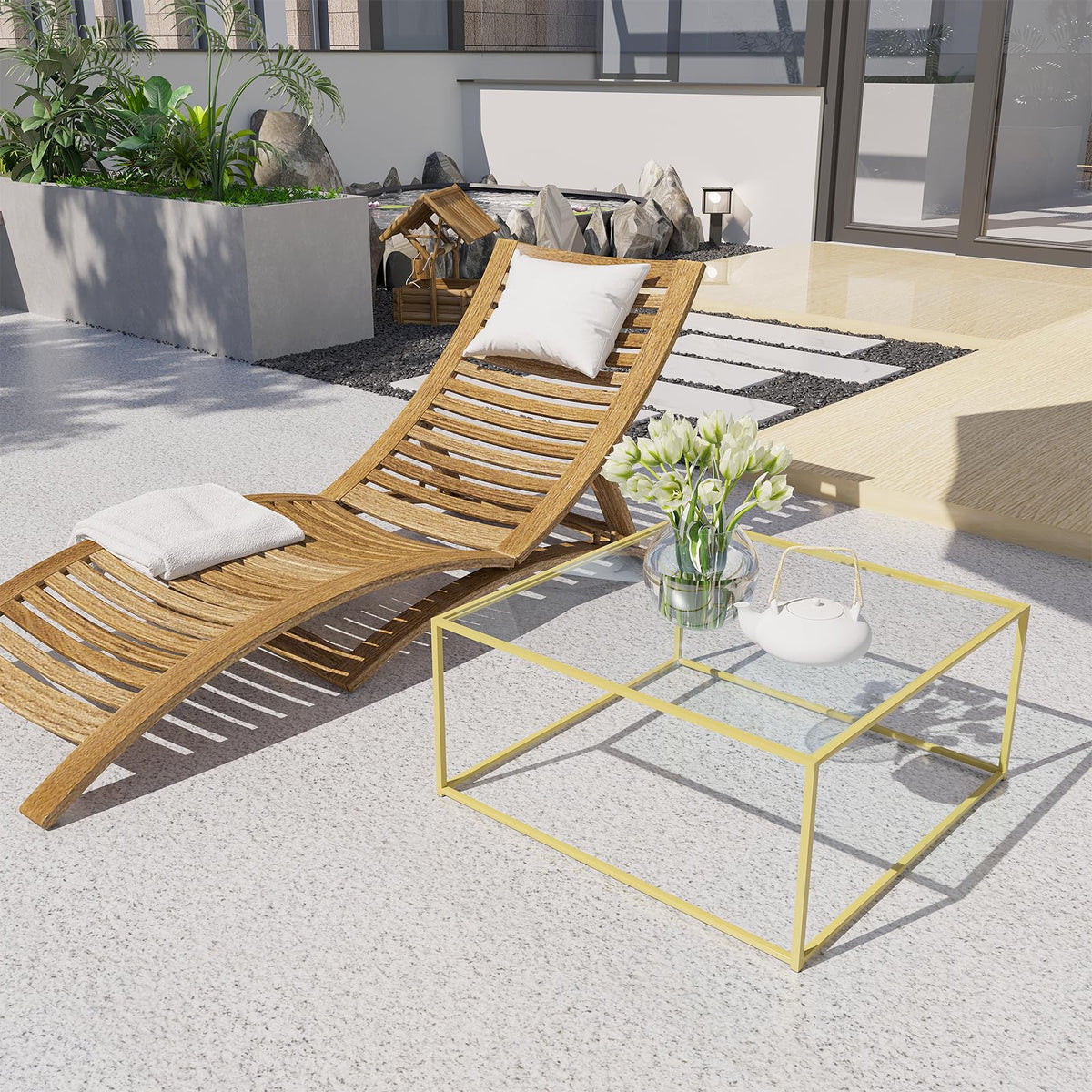 Square Gold Glass Coffee Table