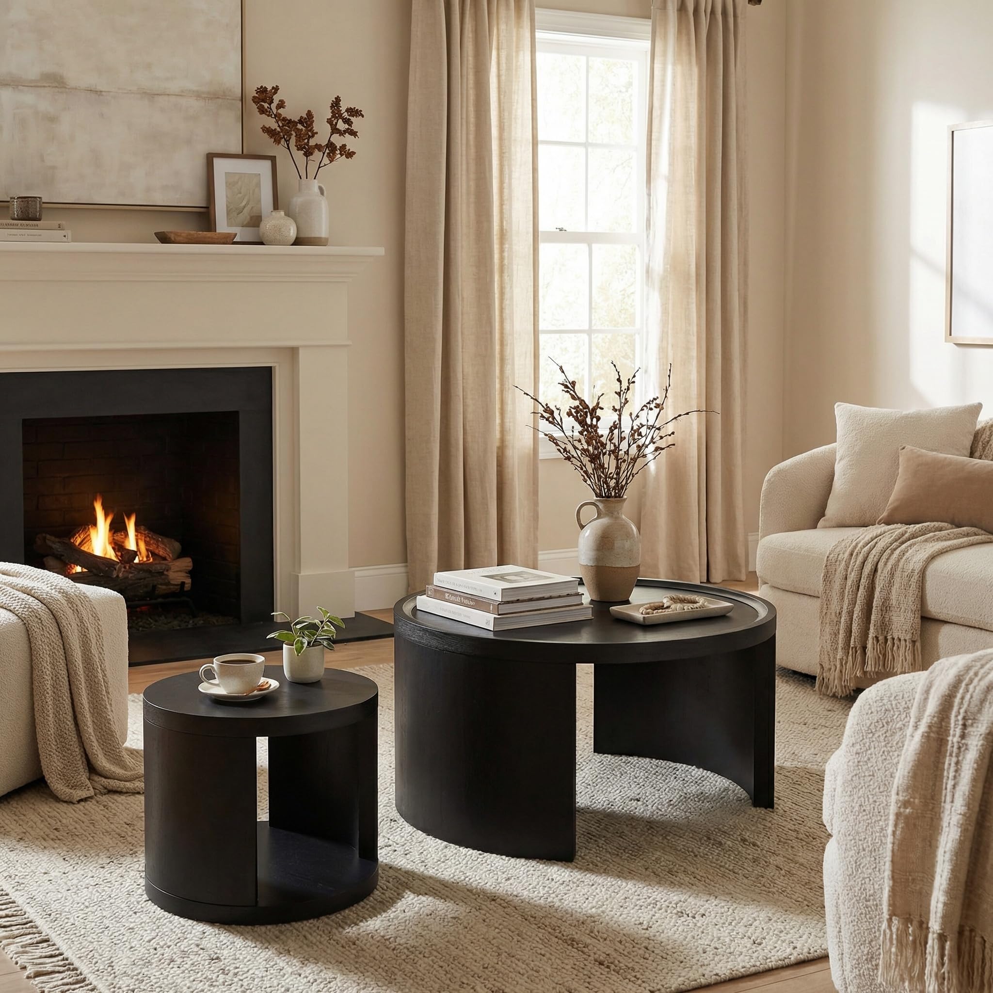Round Nesting Coffee Table Set of 2
