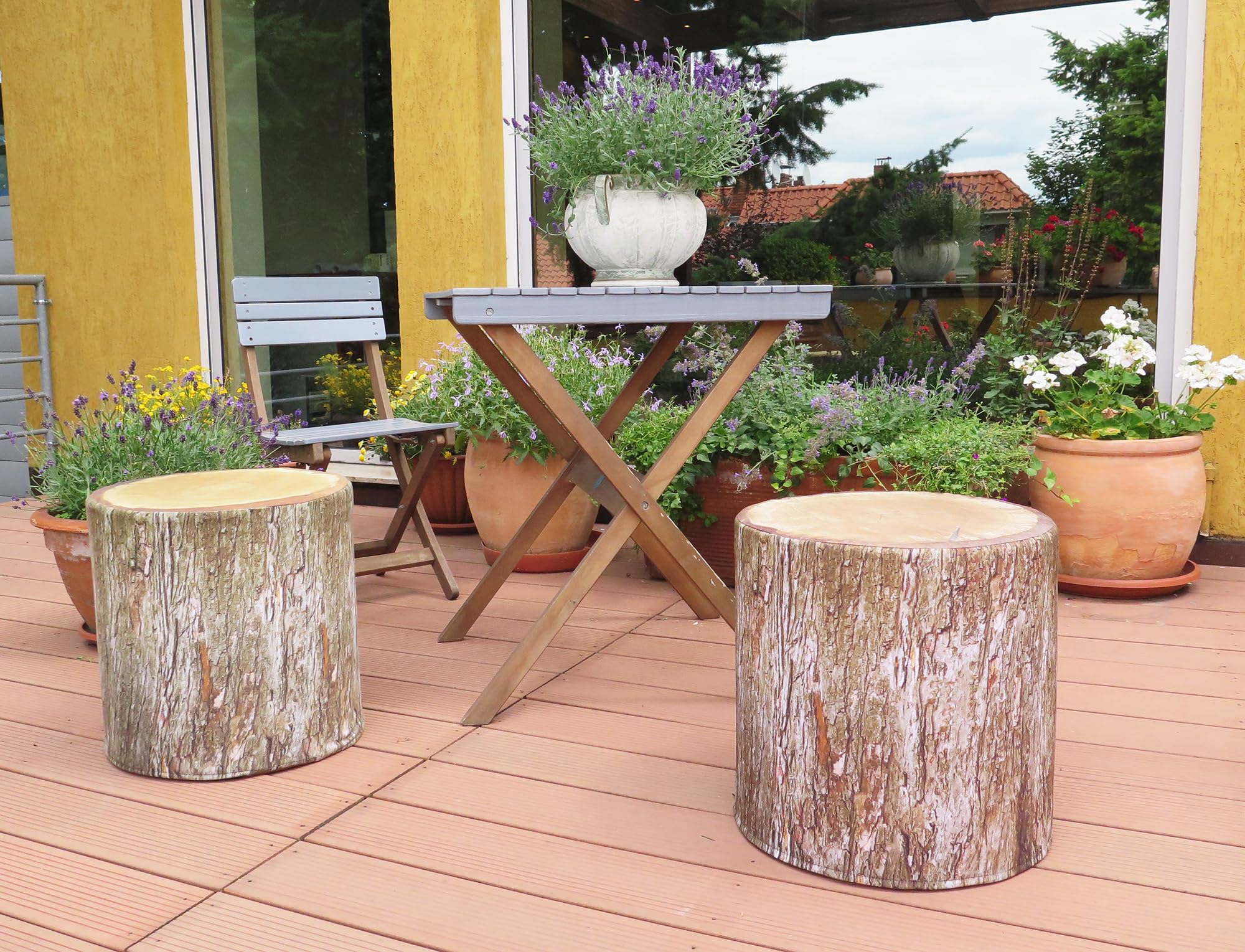 Waterproof Round Pouf Ottoman with Removable Cover