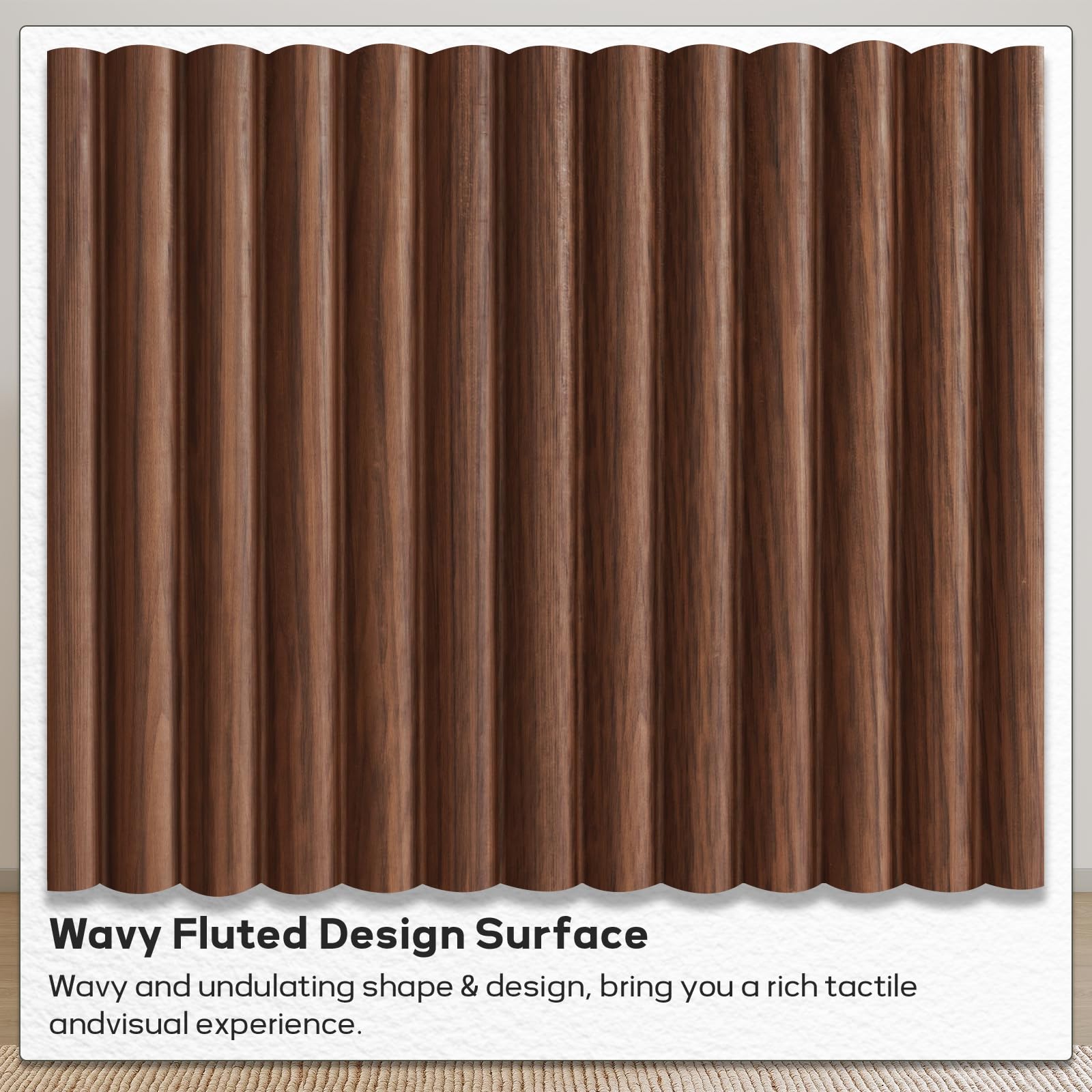 GRAINLLE Fluted Dresser for Bedroom,49.6'' Modern Wooden Walnut Dresser with 6 Drawers, Bedroom Dressers, Natural Wood Chest of Drawers for Living Room, Hallway (Walnut)