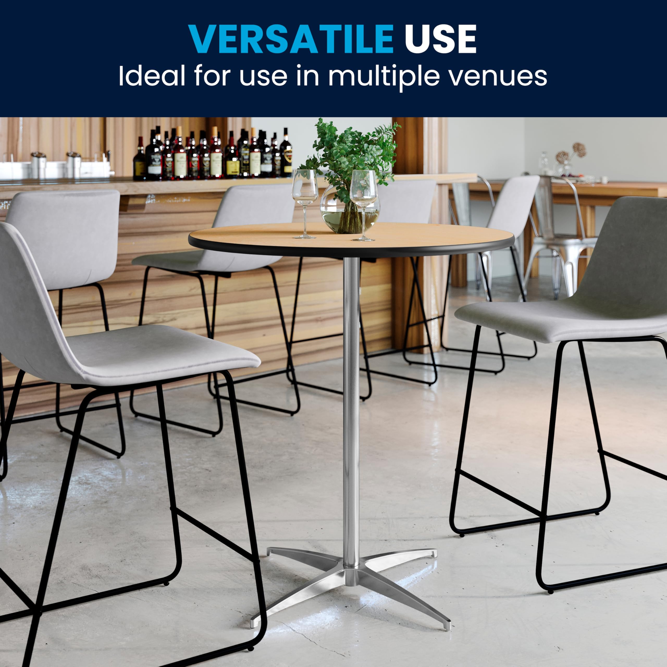 30" Round Adjustable Height Cocktail Table – Natural Birchwood