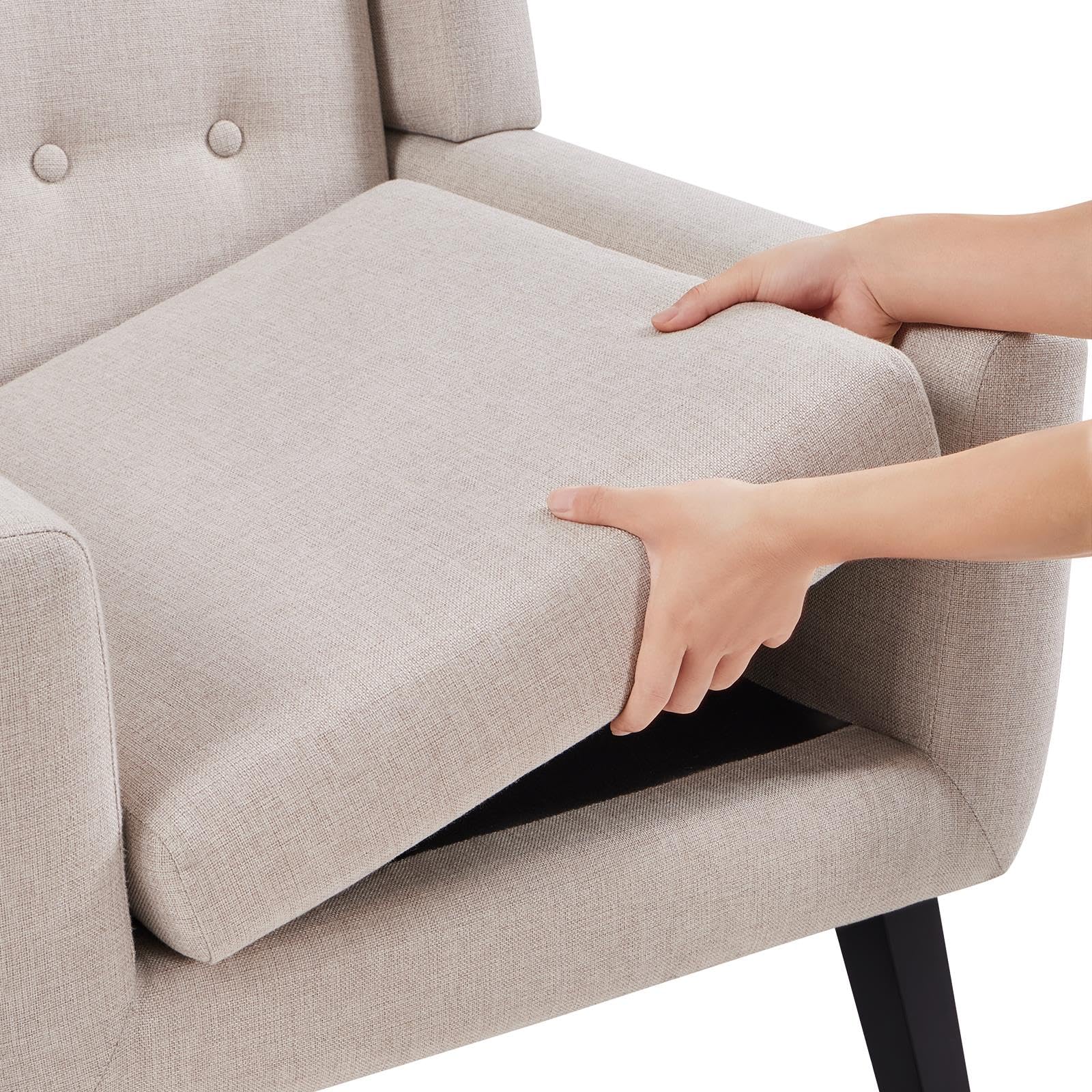 Mid-Century Button Tufted Accent Chair