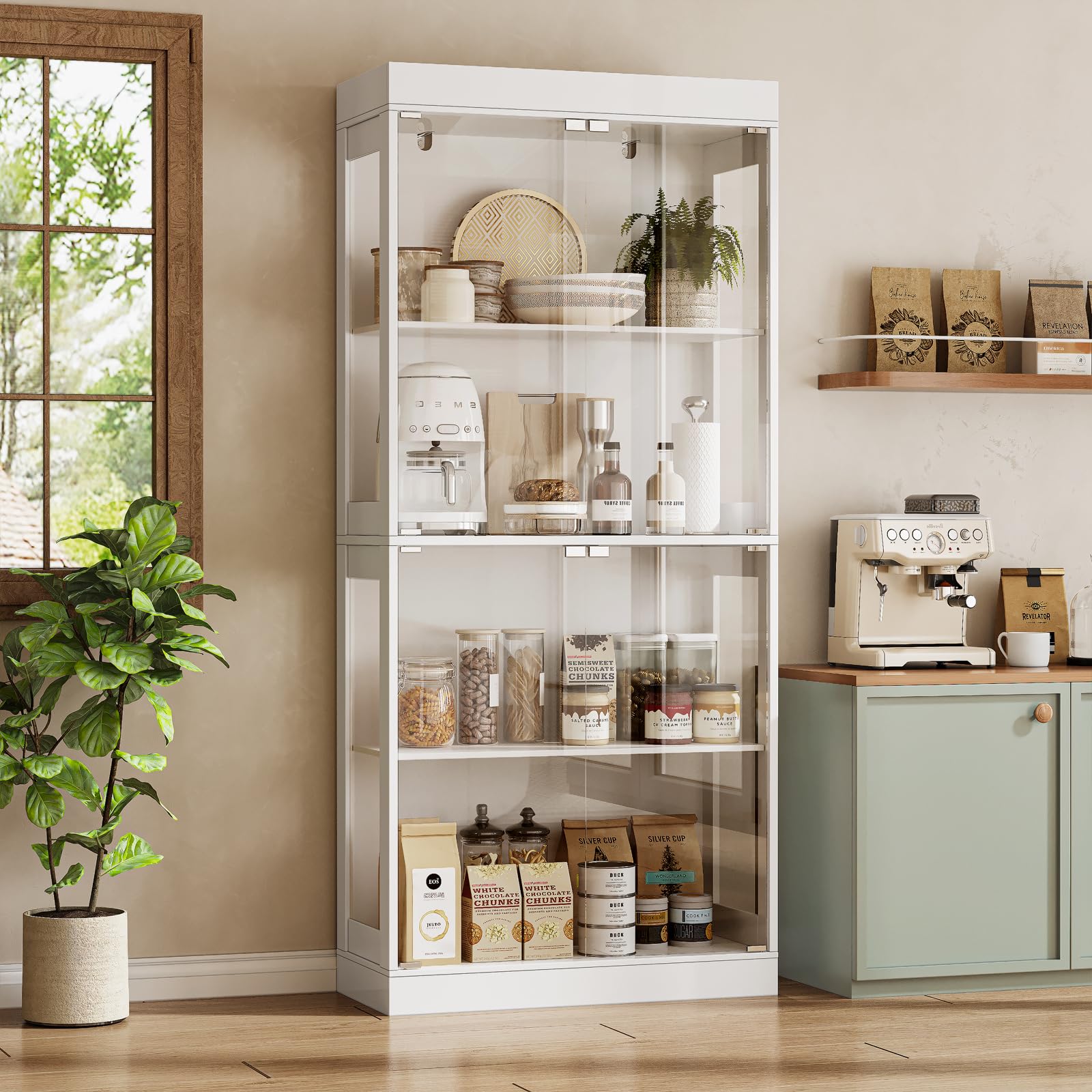 70" Glass Display Cabinet – 4-Tier Curio Cabinet