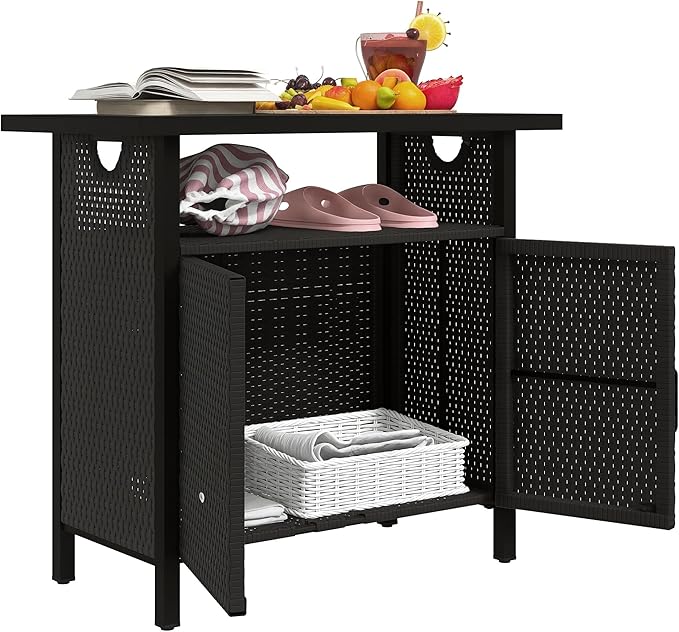 Outdoor Pool Towel Storage Cabinet with Shelf