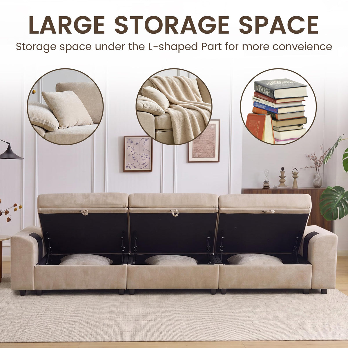 Modular Sectional Sofa with Storage Ottoman