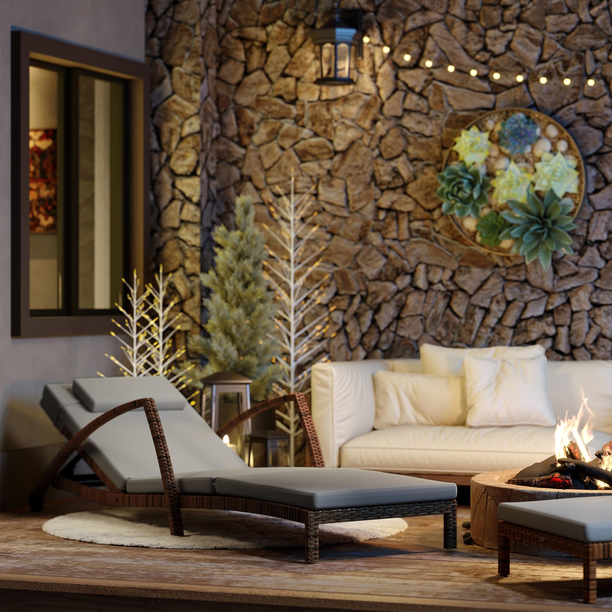 Outdoor Reclining Chaise Lounge Chair Set of 2