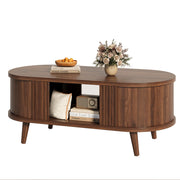 Walnut Oval Fluted Coffee Table