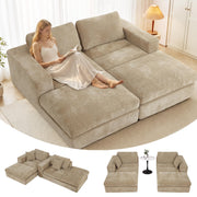 Mifnas 81" Oversized Double Chaise Lounge, Cloud Boneless Sofa Bed, Khaki