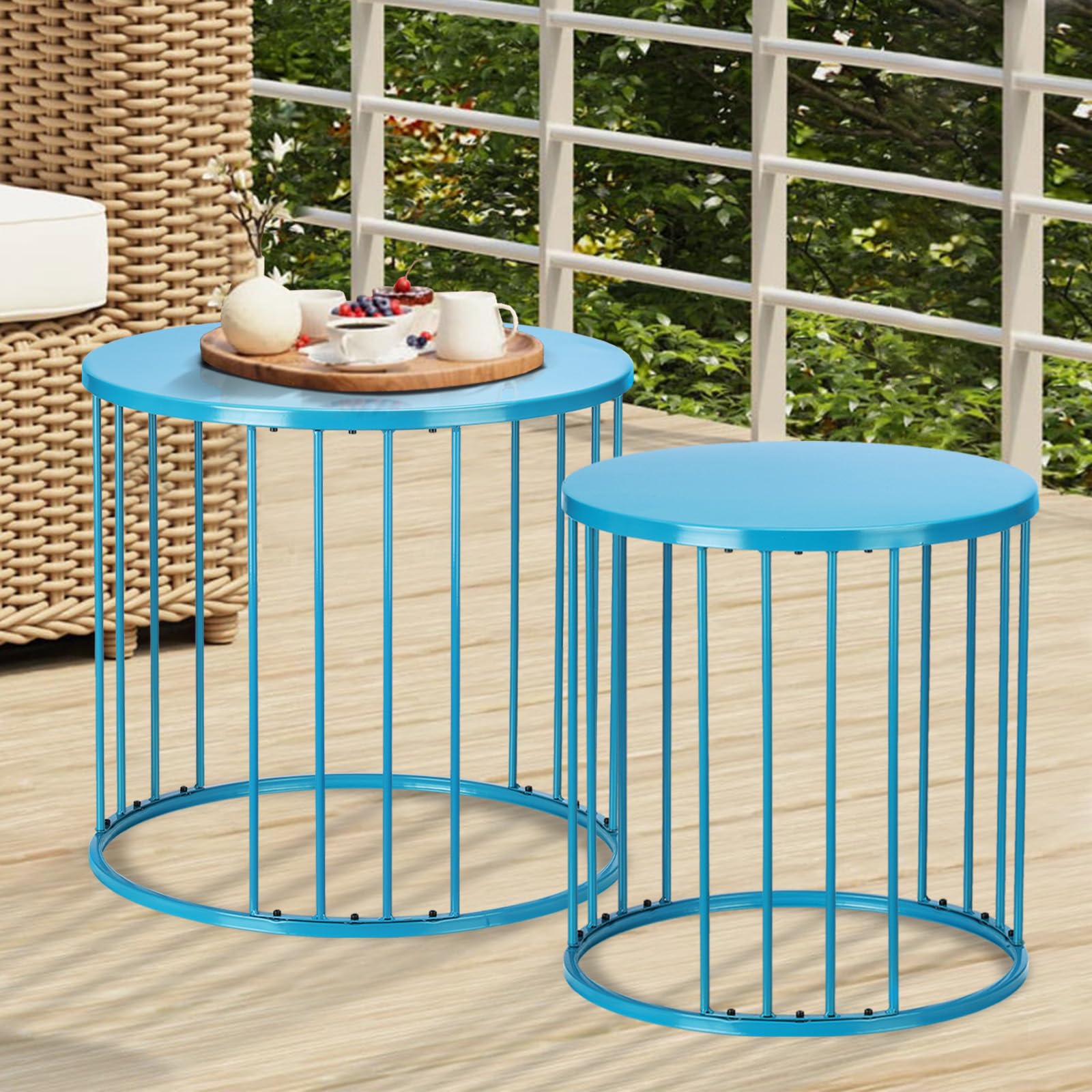 Metal Round Nesting Side Table Set of 2