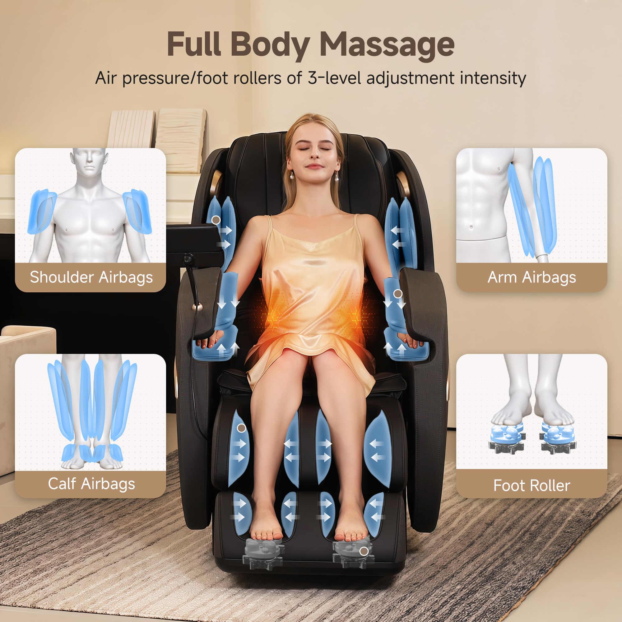 Real Relax 2026 Upgraded 2D SL-Track Massage Chair,Recliner Full Body Zero Gravity with 8 Auto Modes and Upgraded LCD Screen,Added Voice Broadcast,Headrest Cushion,Child Lock and Pause Button,Black