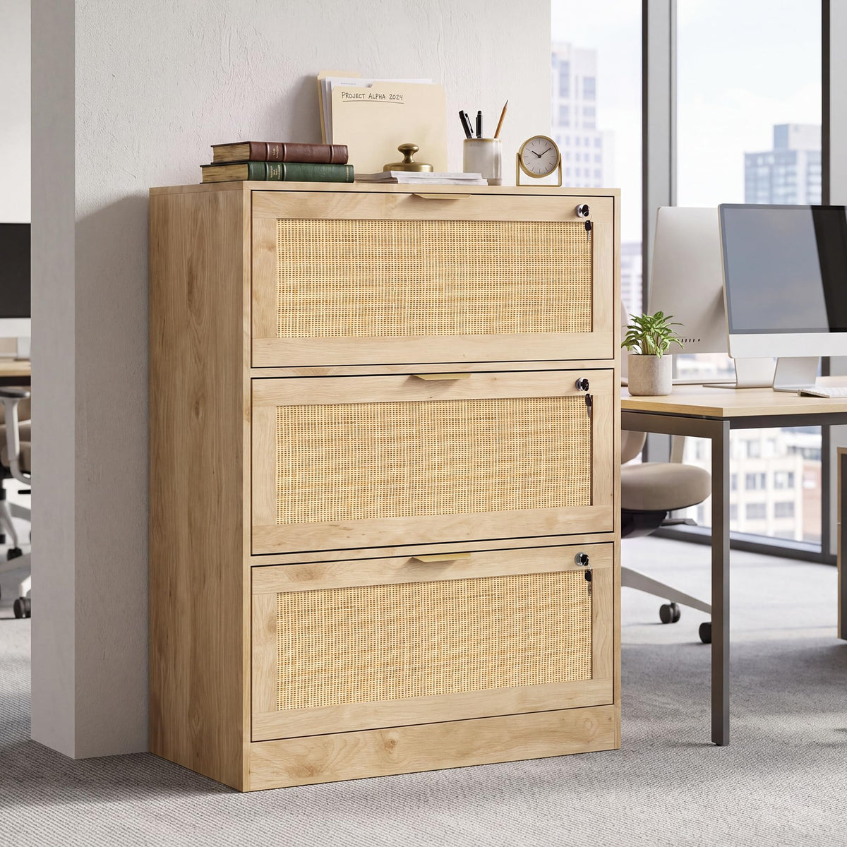 Rattan Lateral Filing Cabinet