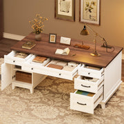 Farmhouse Executive Desk with Charging Station