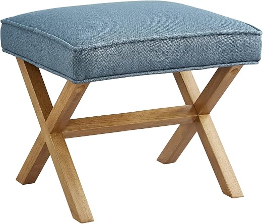 Blue X-Frame Ottoman