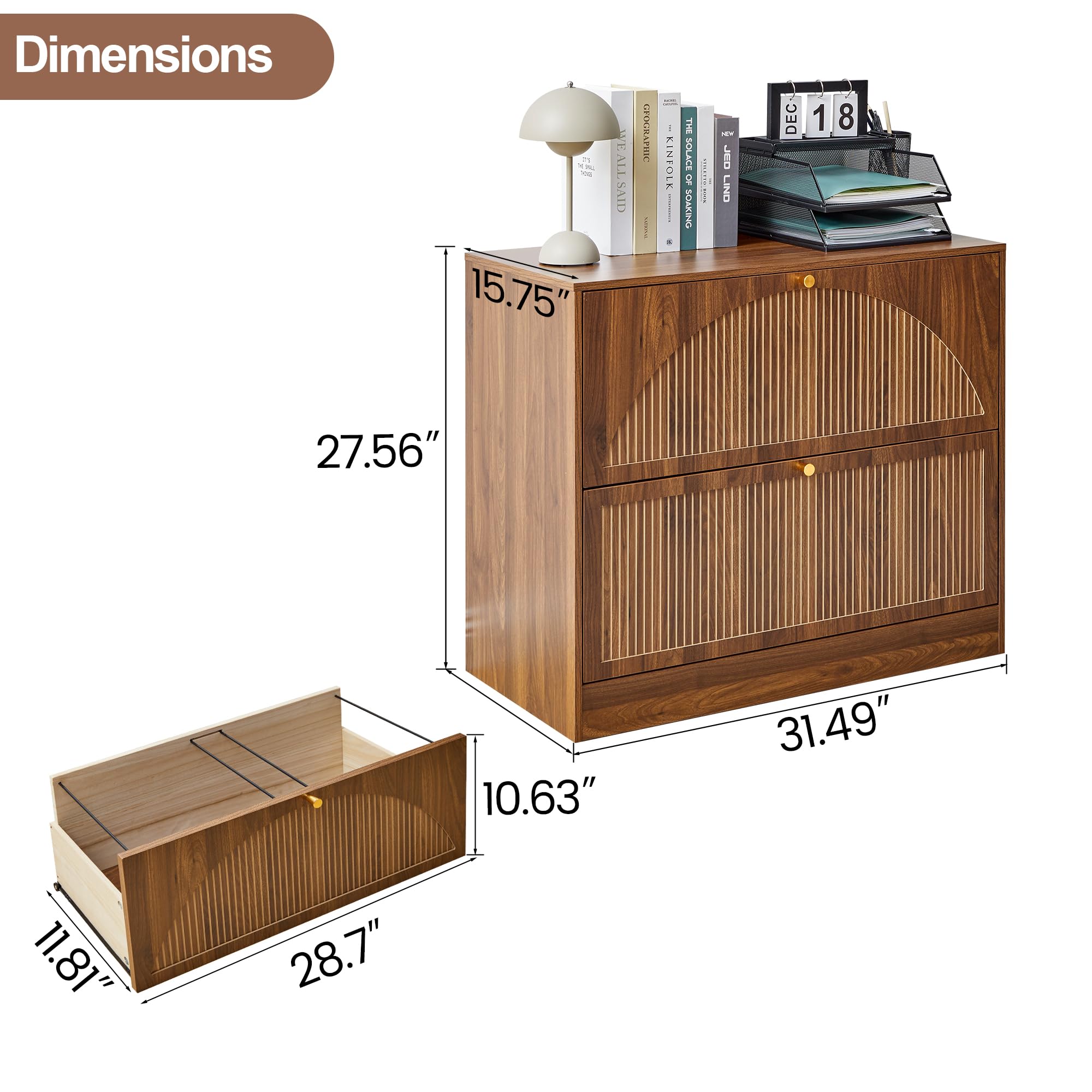 2-Drawer Lateral File Cabinet with Fluted Panel