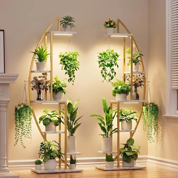 6-Tier Plant Stands with Grow Lights, Set of 2