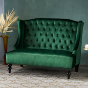 Emerald Velvet Tufted Loveseat