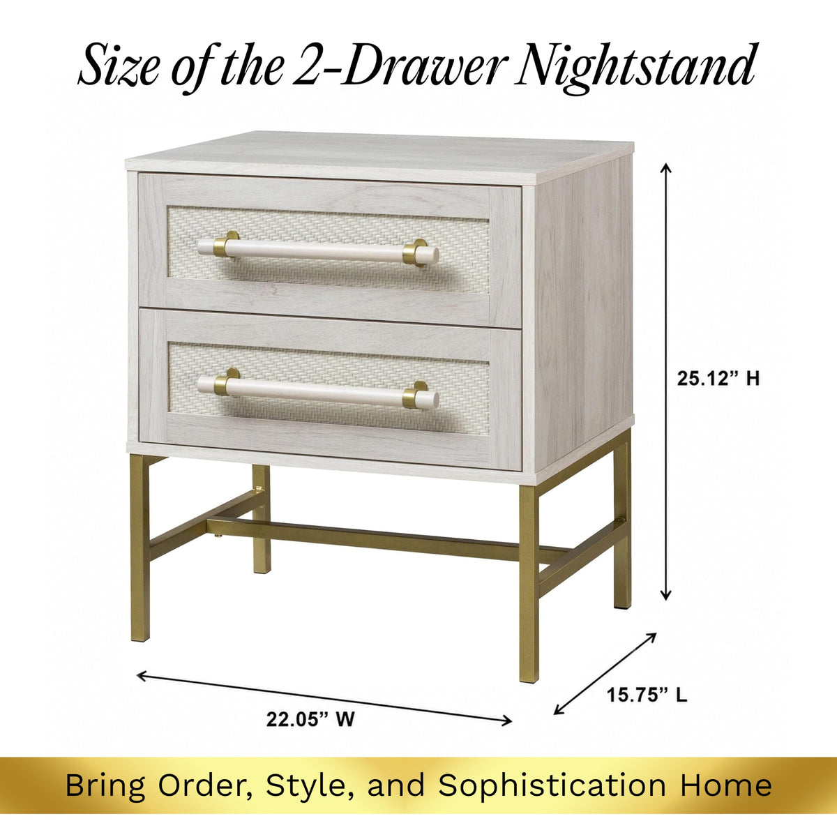 2-Drawer Rattan Nightstand