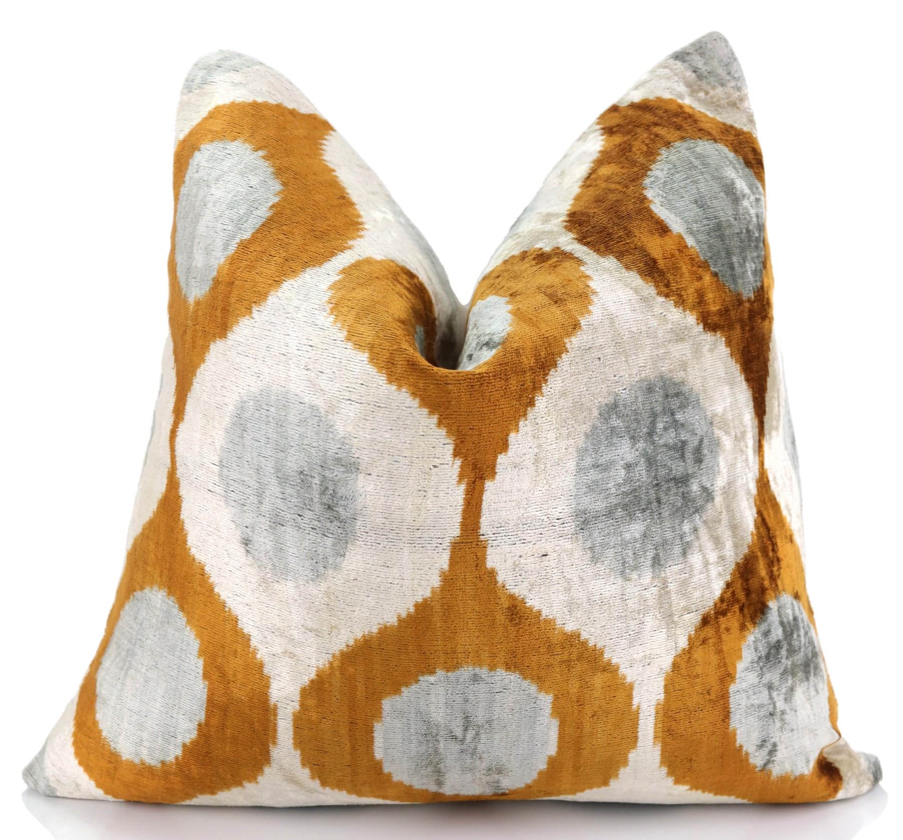 CANVELLO Amber & Gray Circle Velvet Pillow 20x20 – Handcrafted Luxury