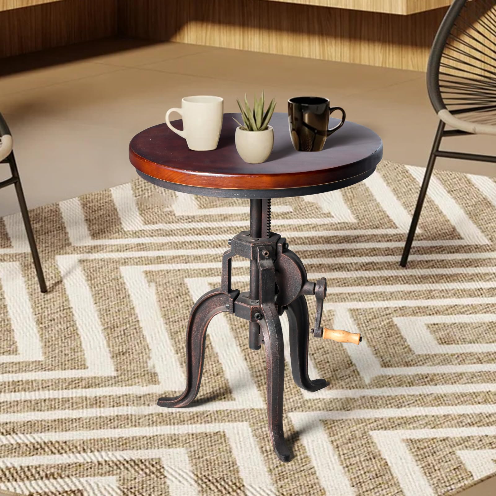 Adjustable Height Crank Accent Table