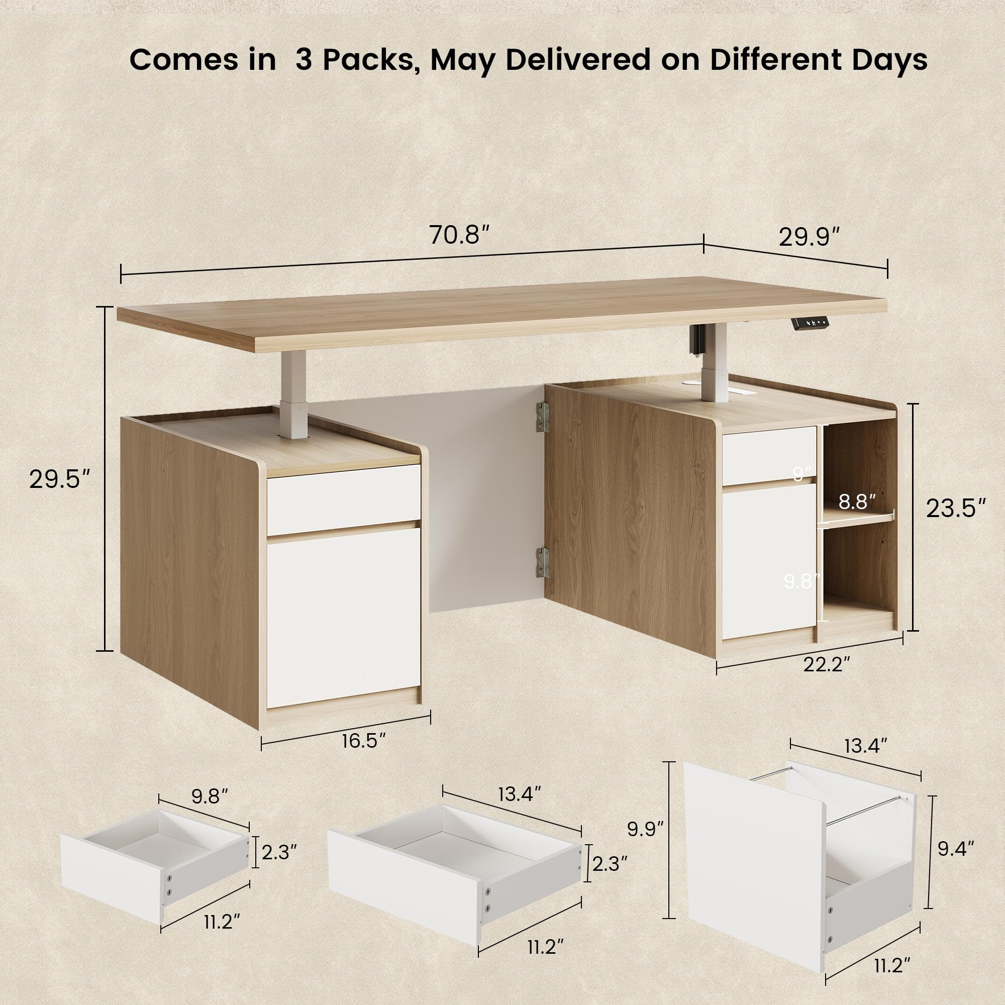 Electric Standing Desk & Tall Bookcase Home Office Set