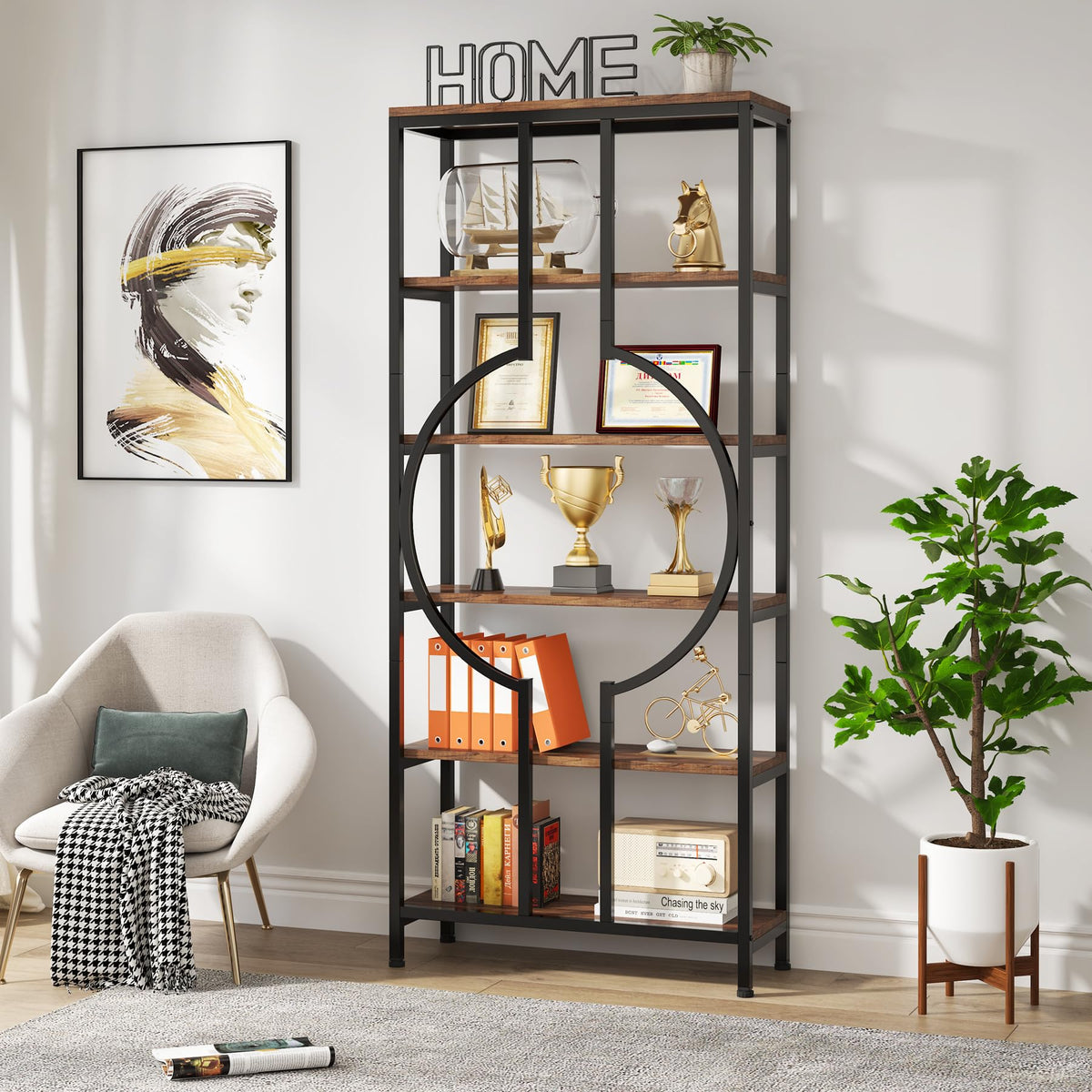 6-Tier Rustic Bookshelf