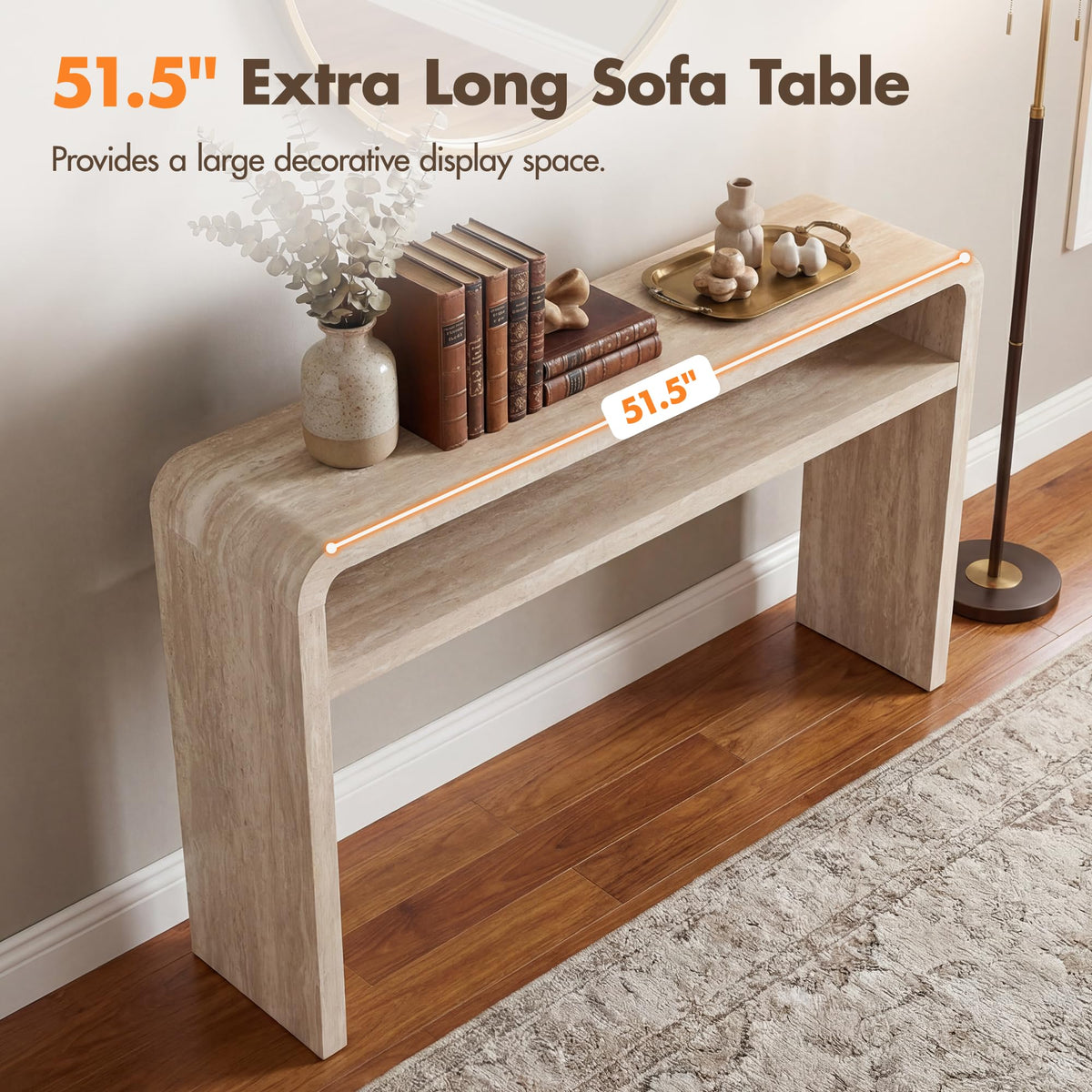 Travertine-Style Console Table