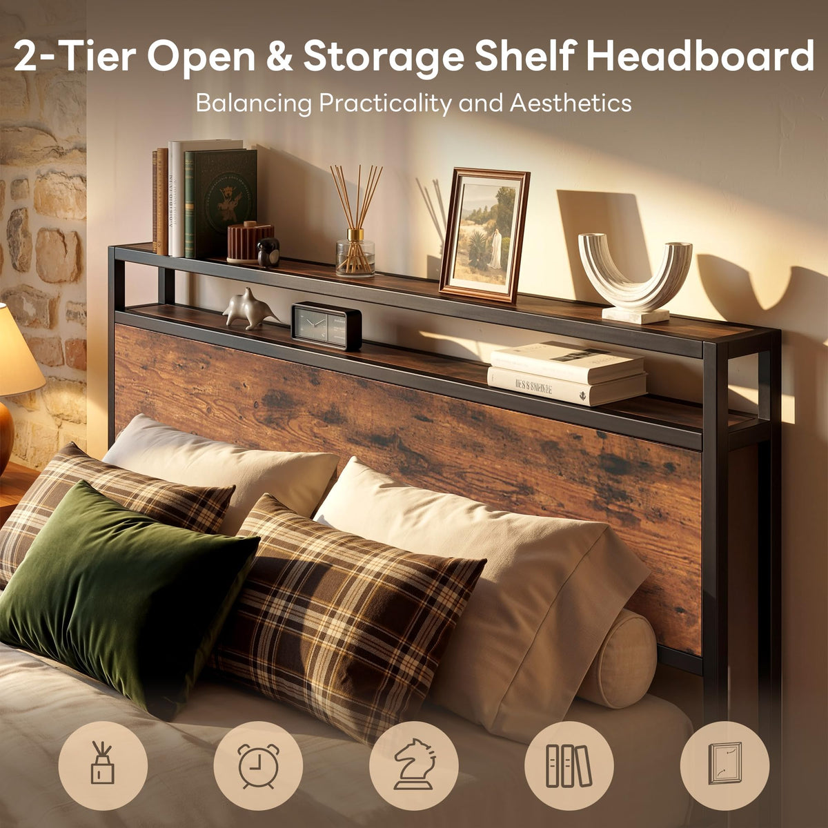 LIKIMIO Queen Size Bed Frame with 12 Storage Drawers and Headboard