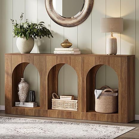 70.9" Console Table with 3 Arched Shelves
