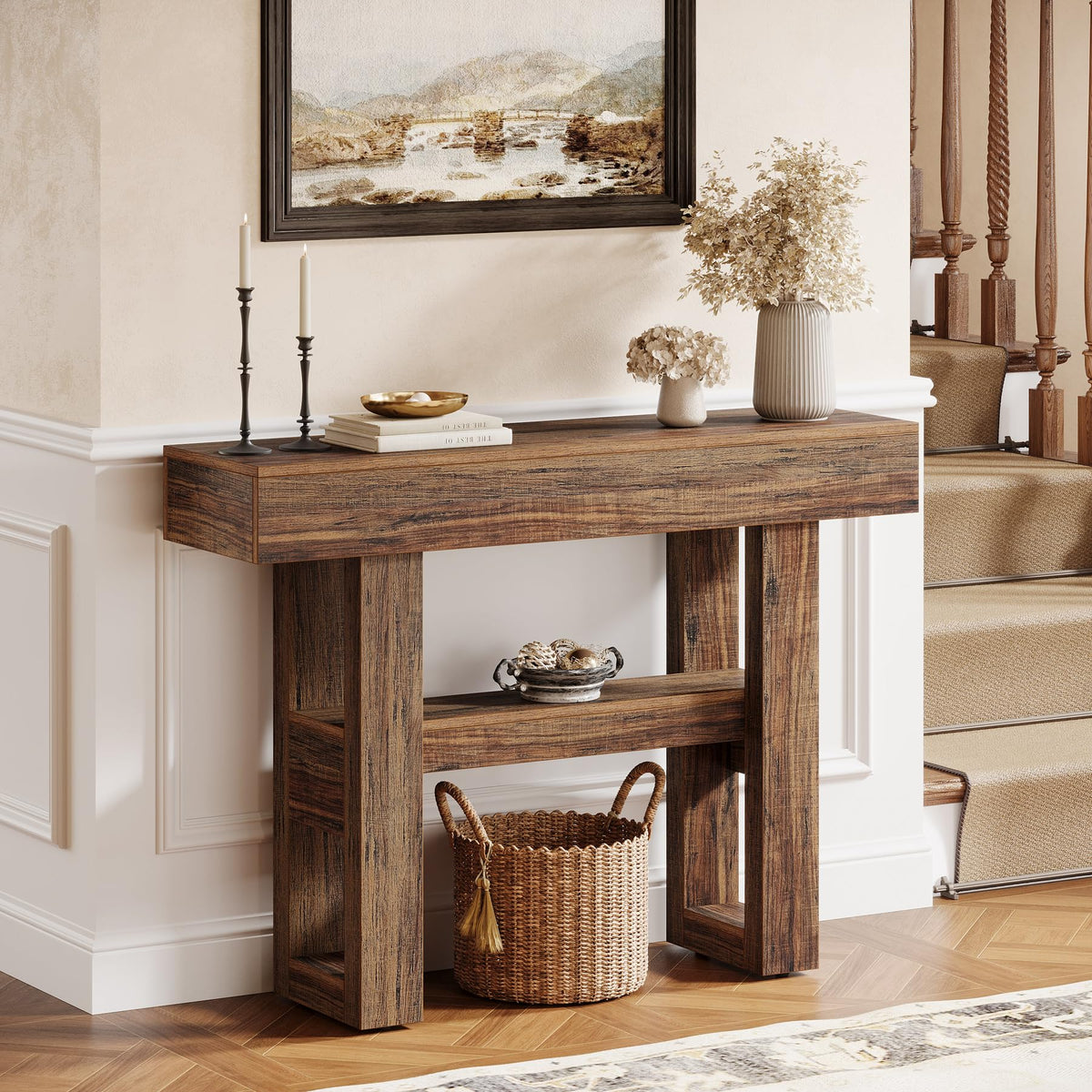 Tribesigns 41.34" Farmhouse Console Table, Sofa Table Behind The Couch