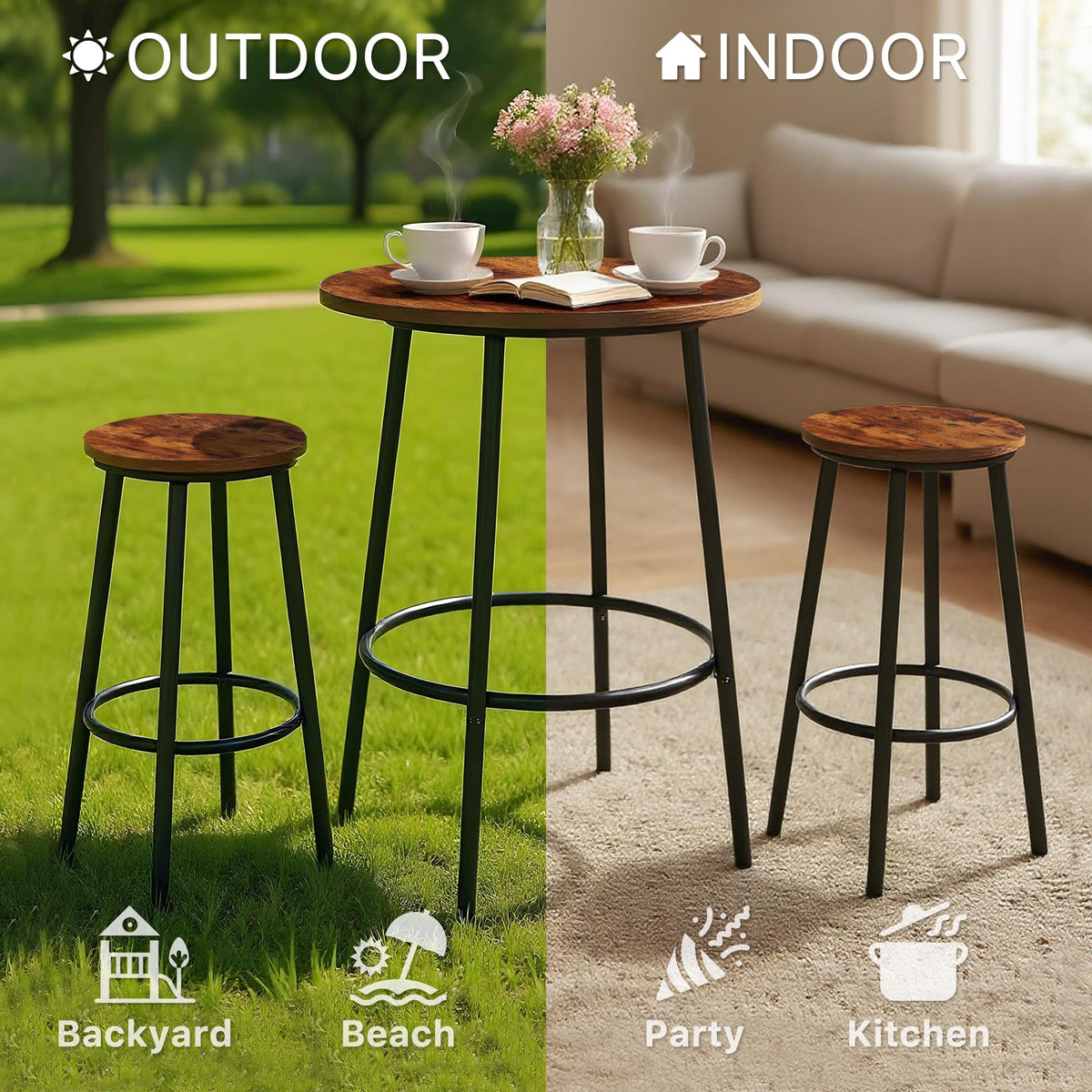 3-Piece Round Pub Table Set