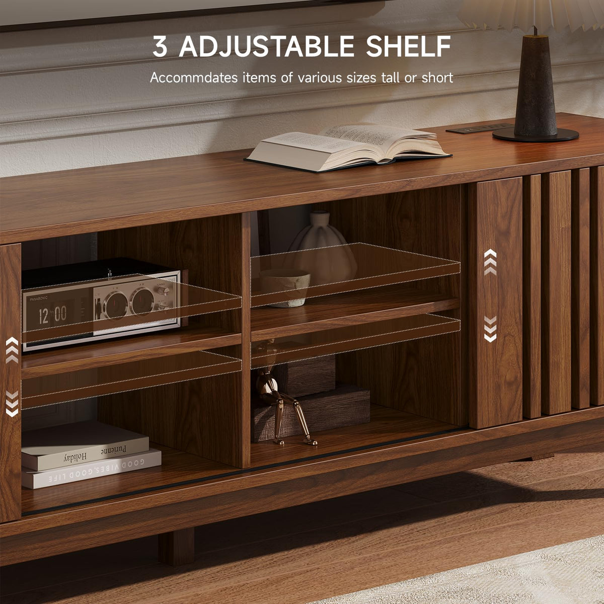 ONBRILL 70" TV Stand for TV Up to 85", Mid-Century Modern Television Stand