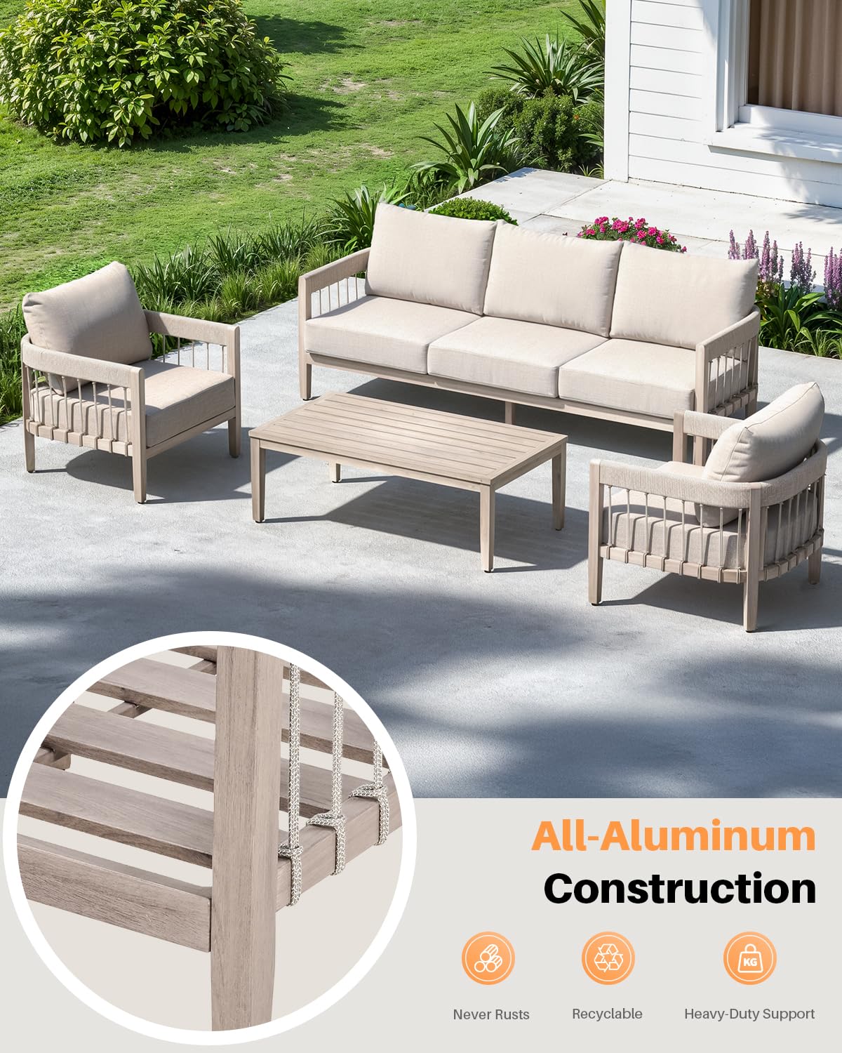 4-Piece Outdoor Patio Sofa Set