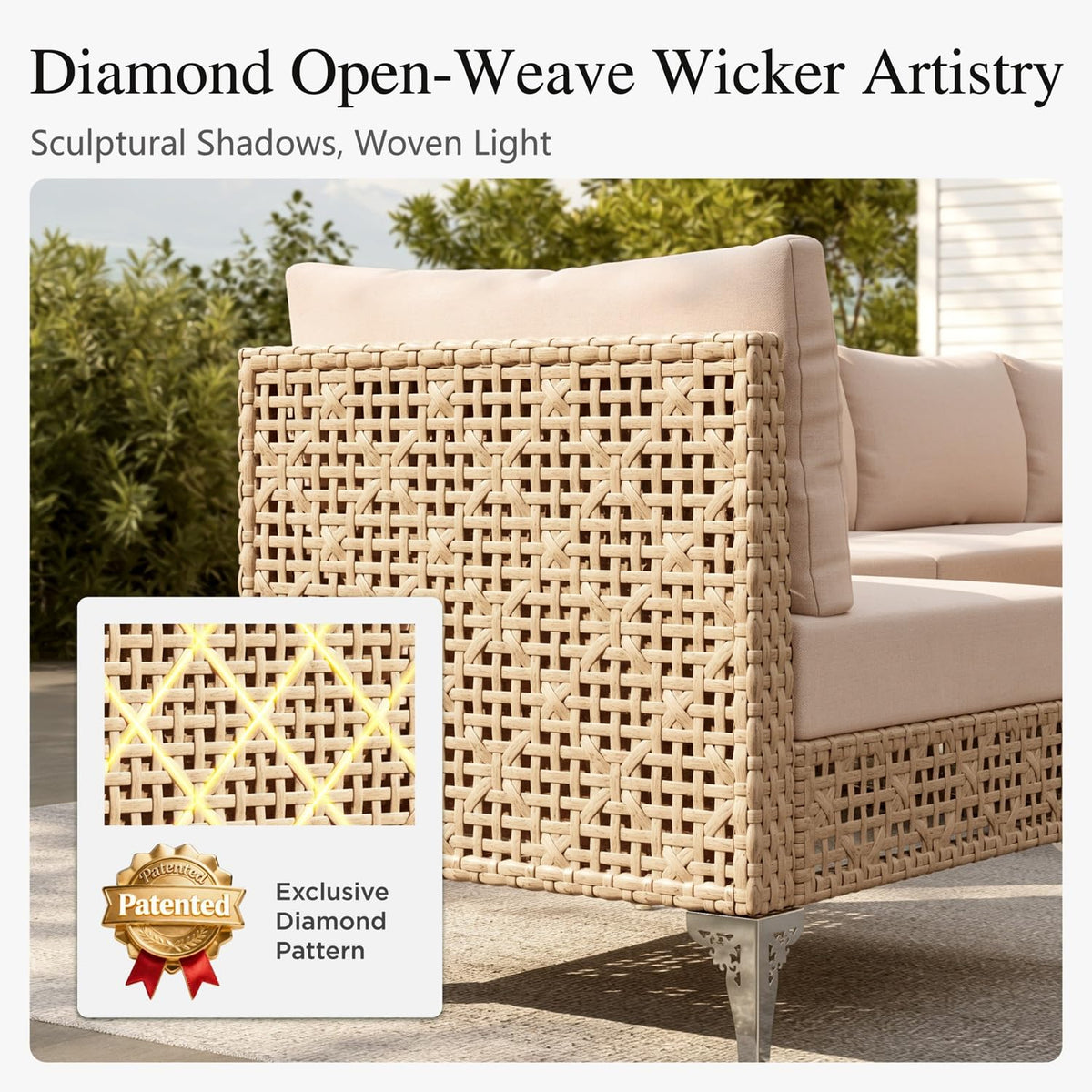 Wicker Patio Sectional Set with Coffee Table