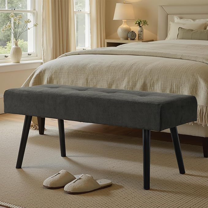 Corduroy Padded Entryway Bench