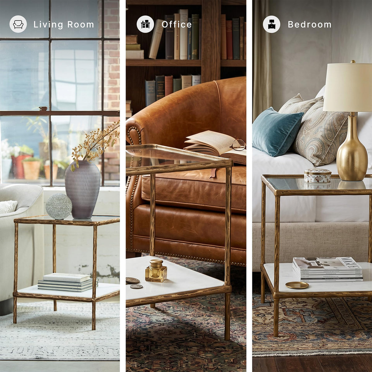 Square Glass & Marble End Table