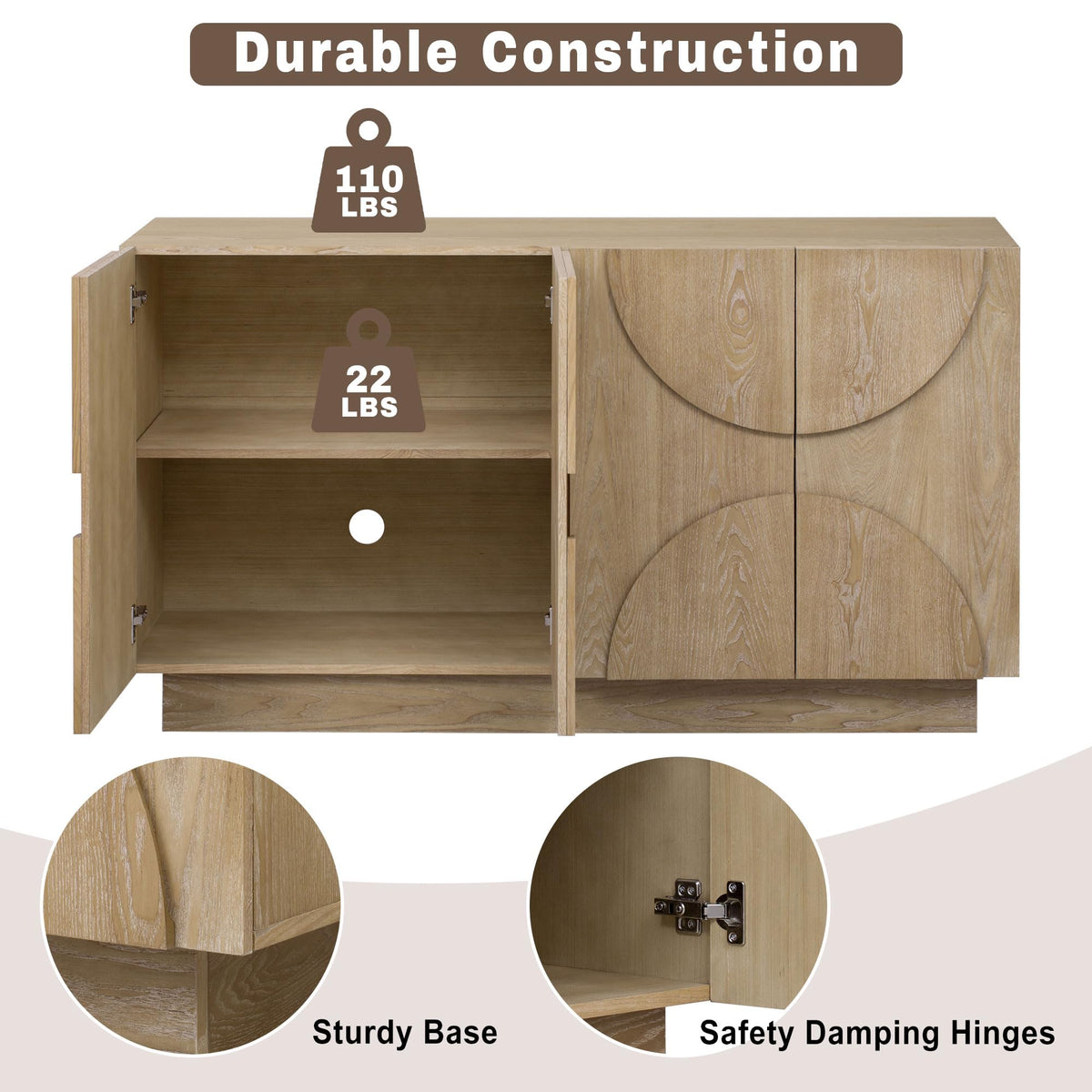 4-Door Wood Veneer Sideboard