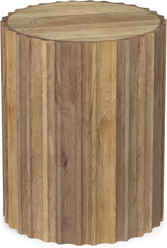 Fluted Mango Wood Side Table