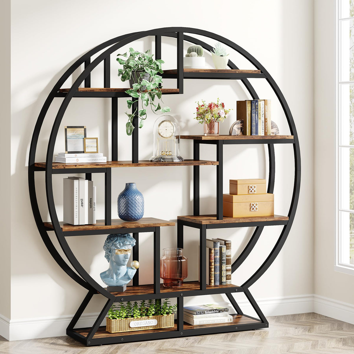 63-Inch Round Etagere Bookshelf