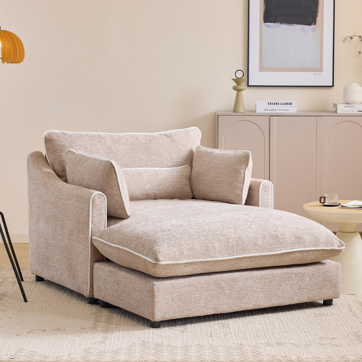 Oversized Chenille Chaise Lounge