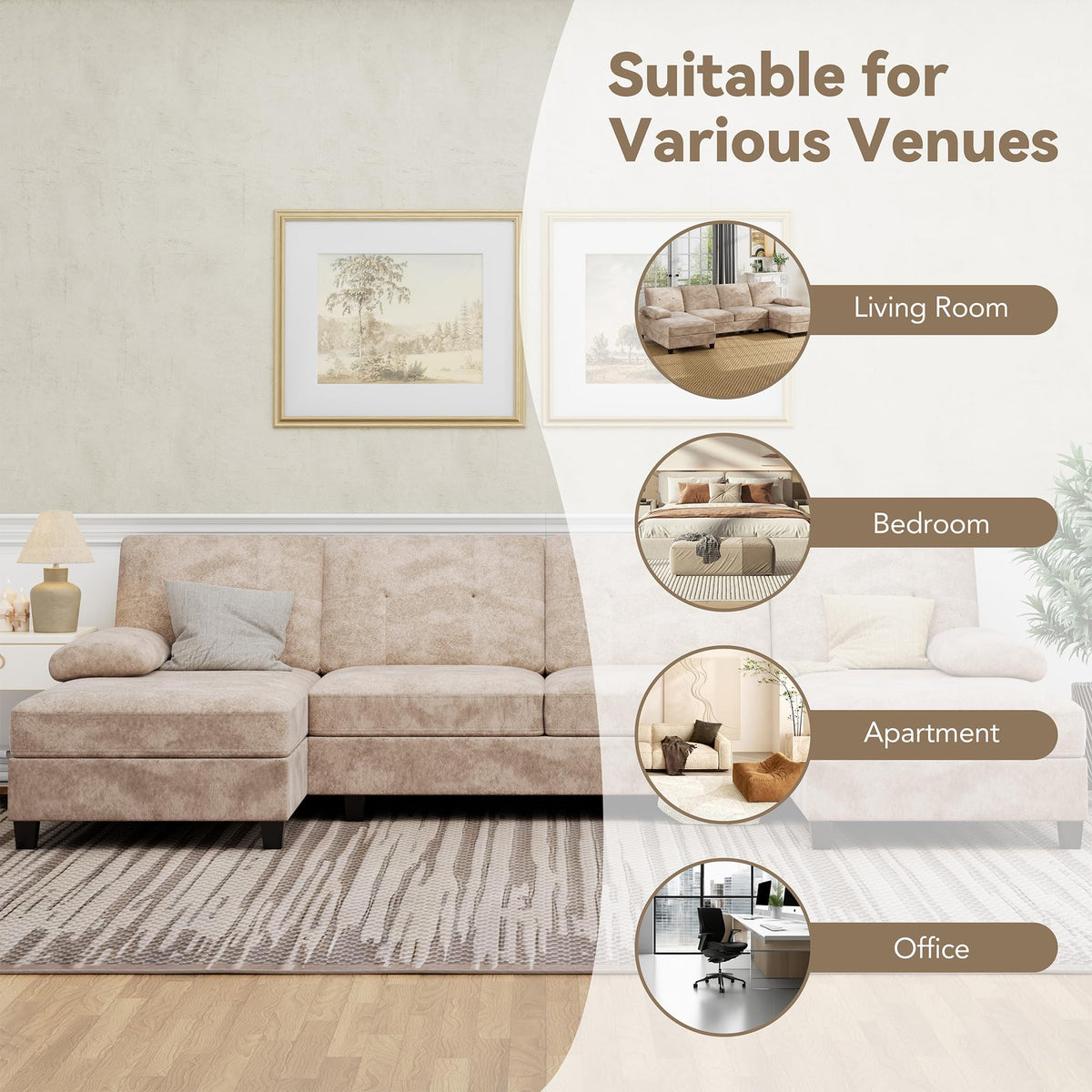 U-Shaped Sectional Sofa with Double Chaise