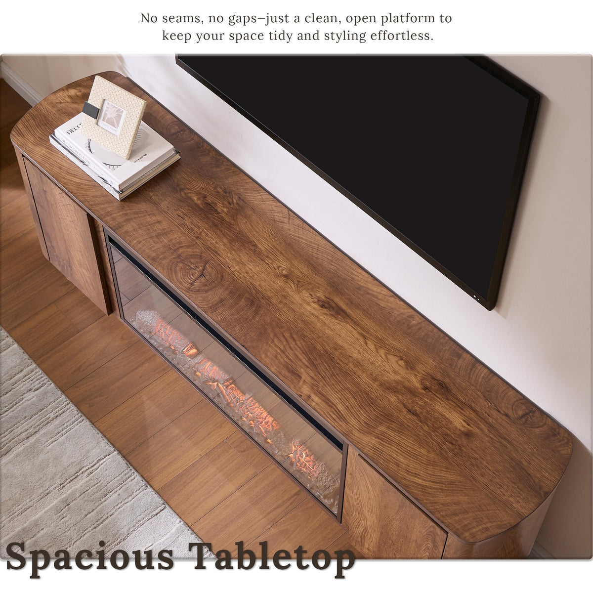 70" Fireplace Tv Stand for 80" TV with 36" Electric Fireplace,Storage