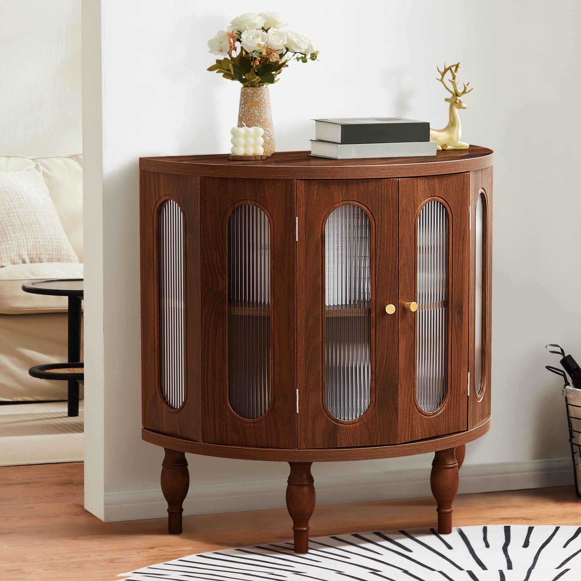 Semi-Circle Accent Storage Cabinet with Acrylic Doors