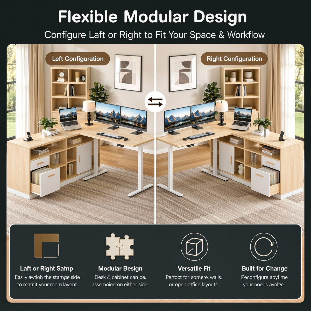 L-Shaped Standing Desk with Storage