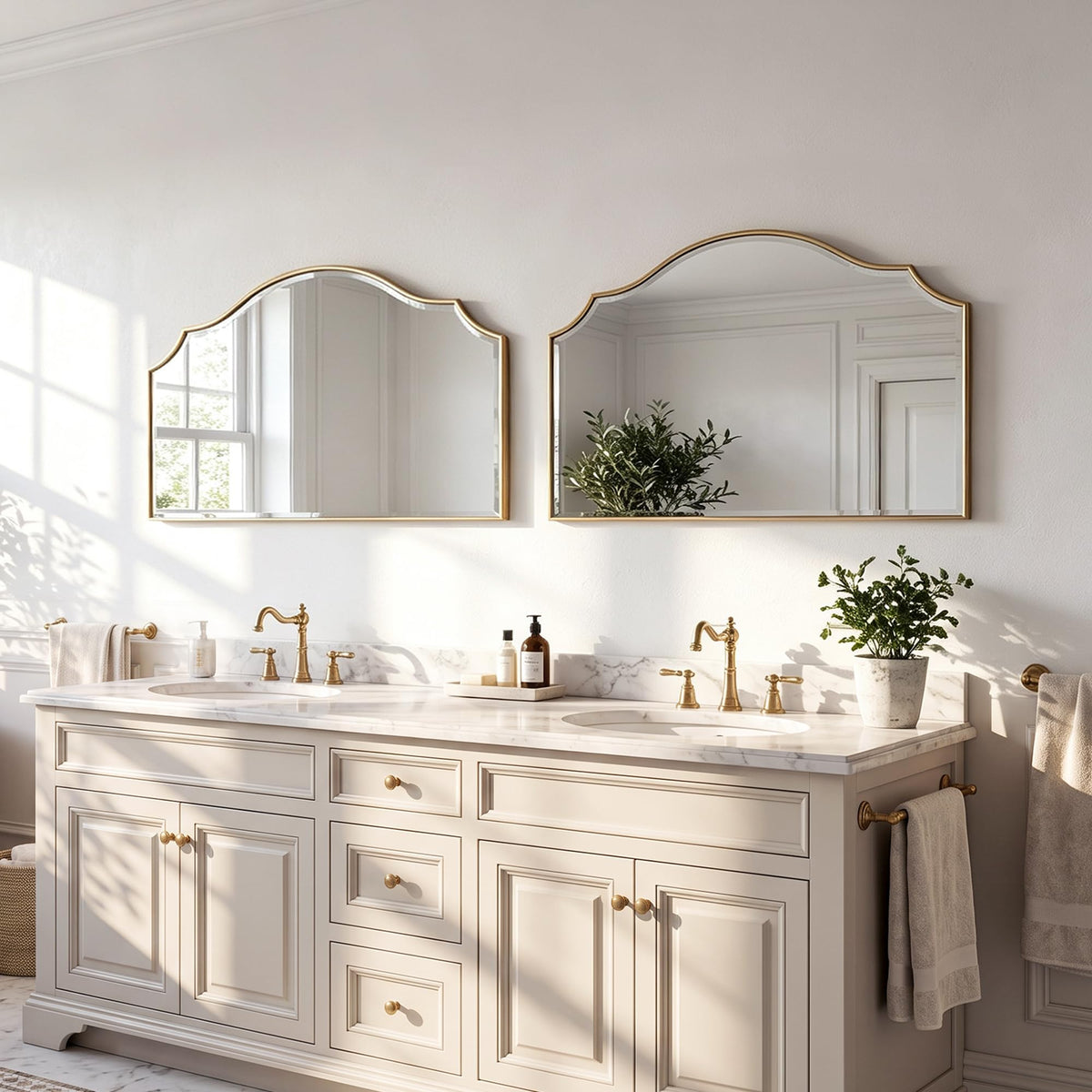 Gold Scalloped Arched Wall Mirror