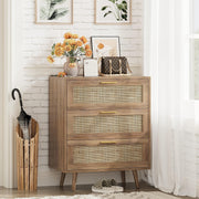 3-Drawer Rattan Nightstand