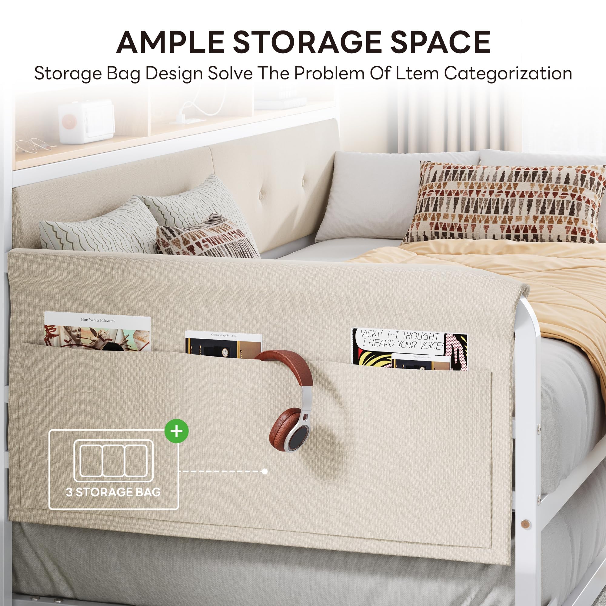Twin Daybed with Trundle & Charging Station