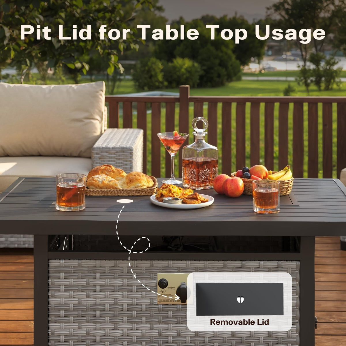 Rattan Propane Fire Pit Table